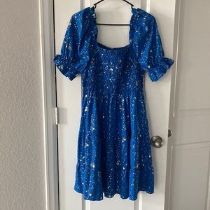 ✨ blue off the shoulders dress